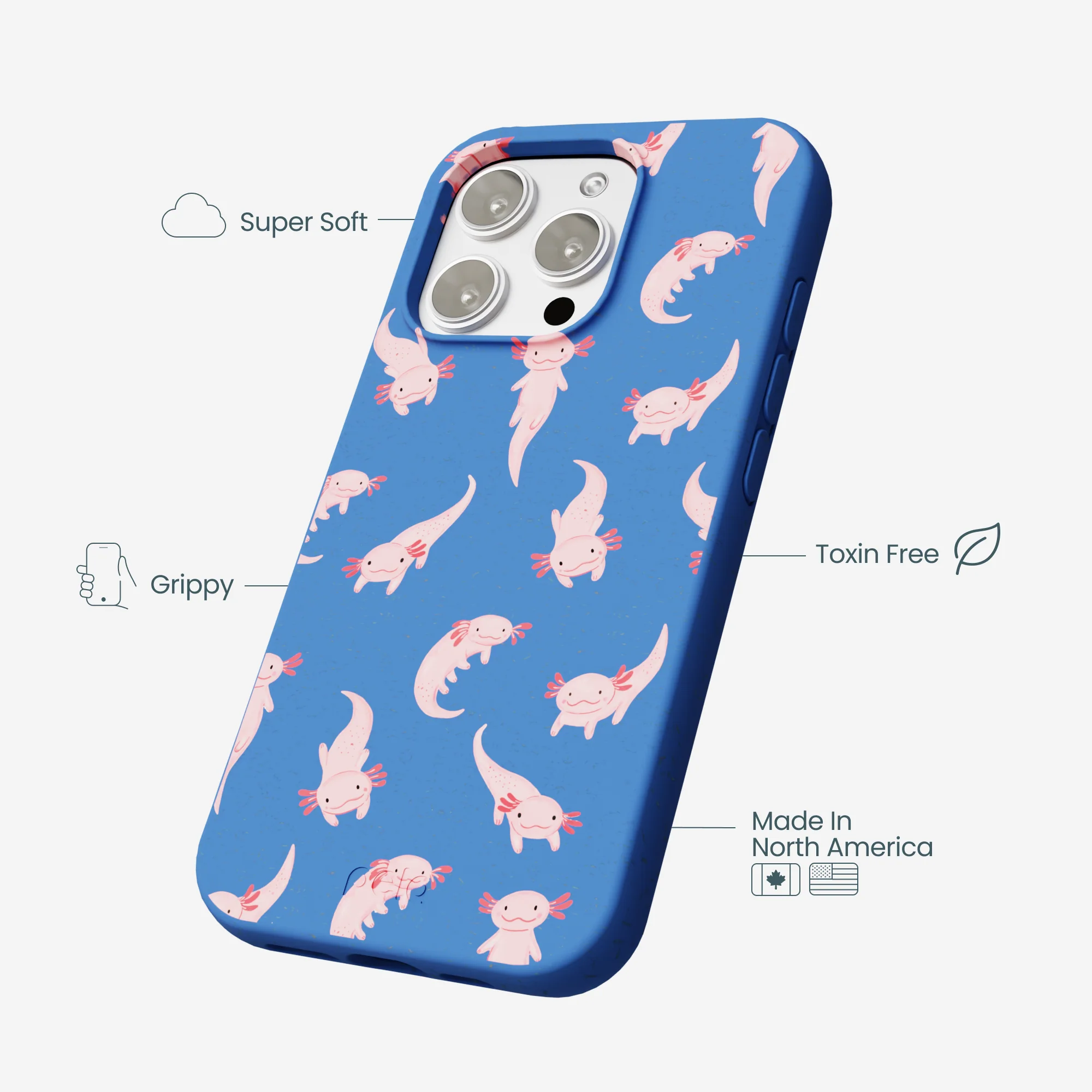 Electric Blue Axolotls iPhone 16 Pro Max Case - Image 4