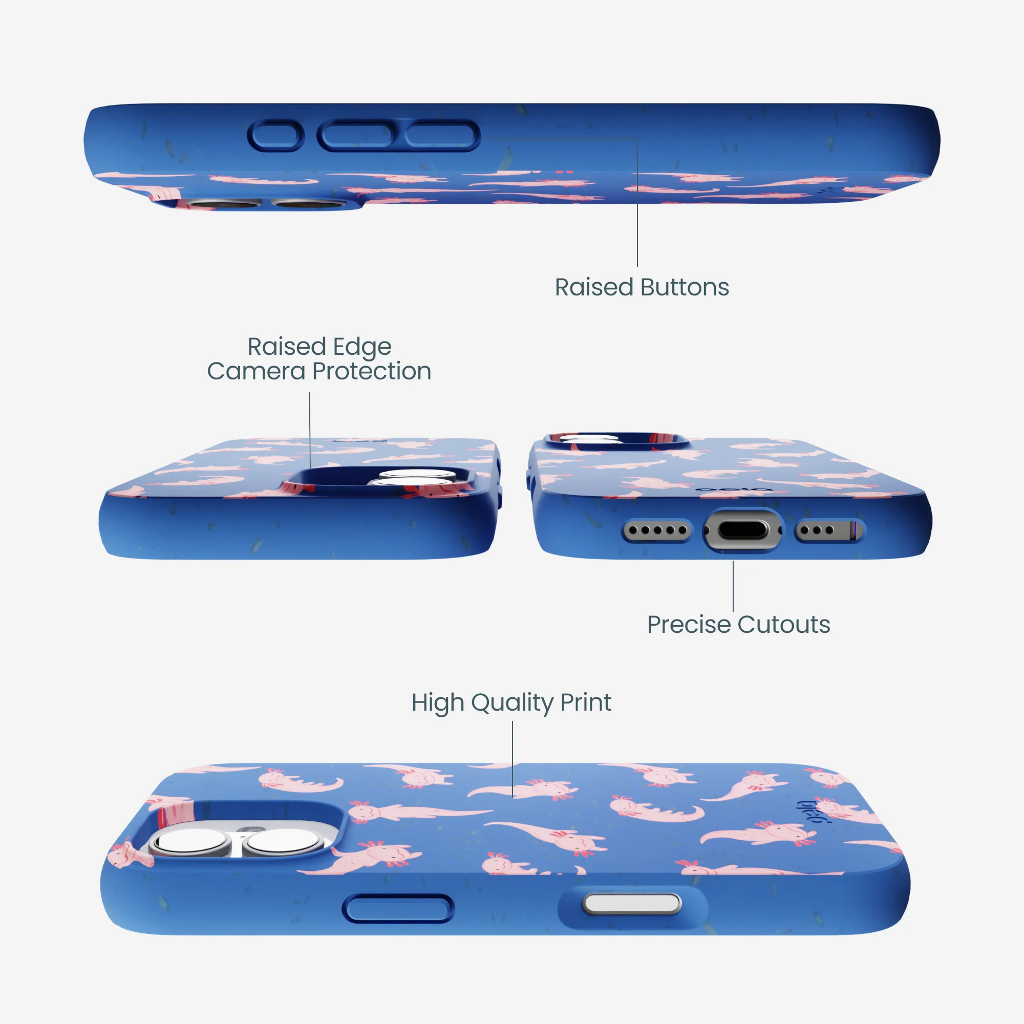 Electric Blue Axolotls iPhone 17 Case - Image 3