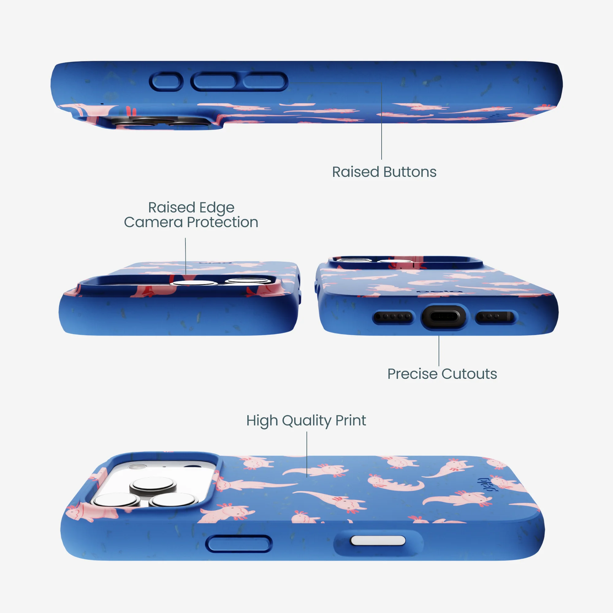 Electric Blue Axolotls iPhone 17 Pro Case - Image 3