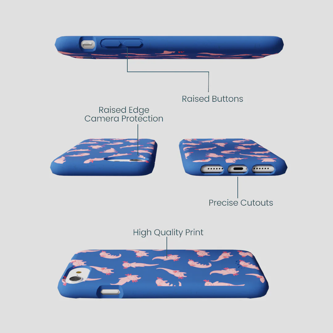 Electric Blue Axolotls iPhone 6/6s/7/8/SE Case - Image 3