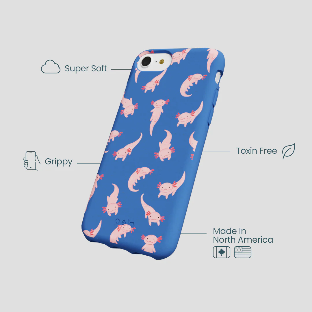 Electric Blue Axolotls iPhone 6/6s/7/8/SE Case - Image 4