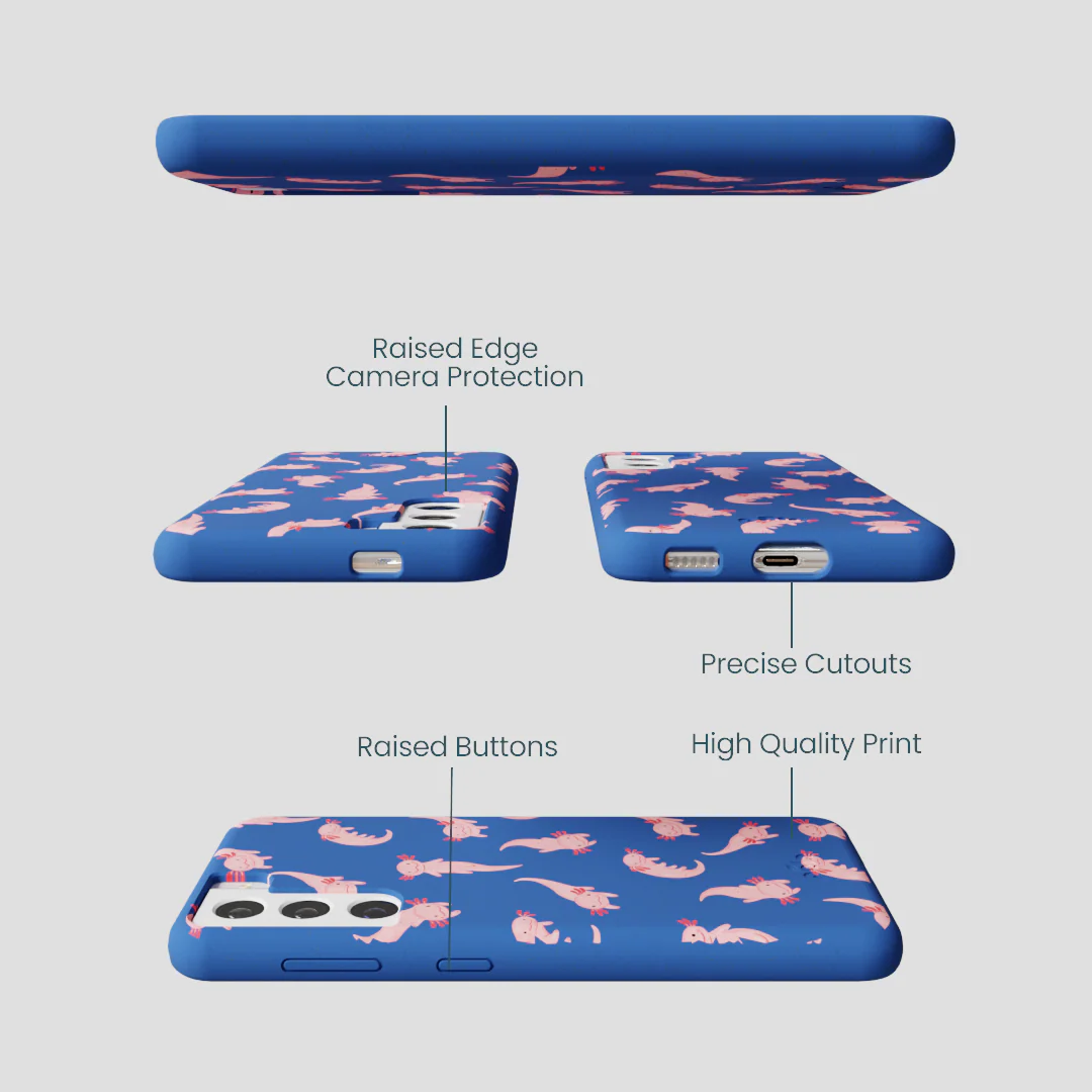 Electric Blue Axolotls Samsung Galaxy S21 Case - Image 3