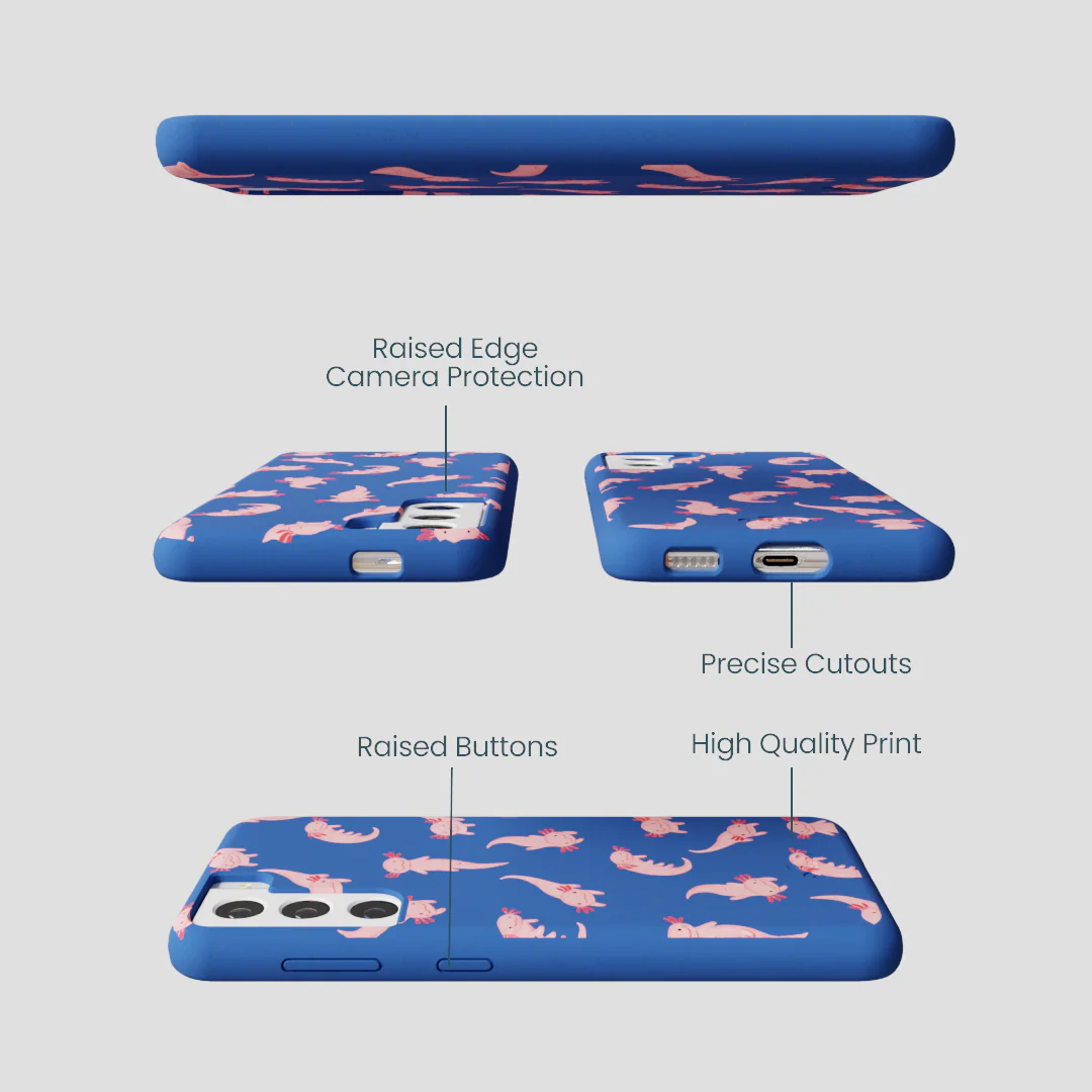 Electric Blue Axolotls Samsung Galaxy S22 Case - Image 3