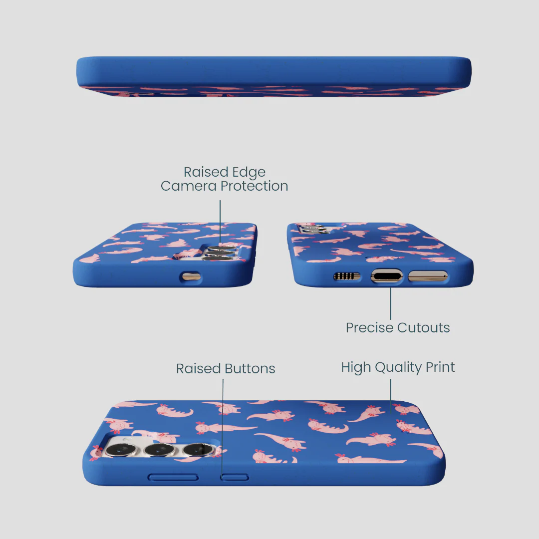 Electric Blue Axolotls Samsung Galaxy S24 Case - Image 3