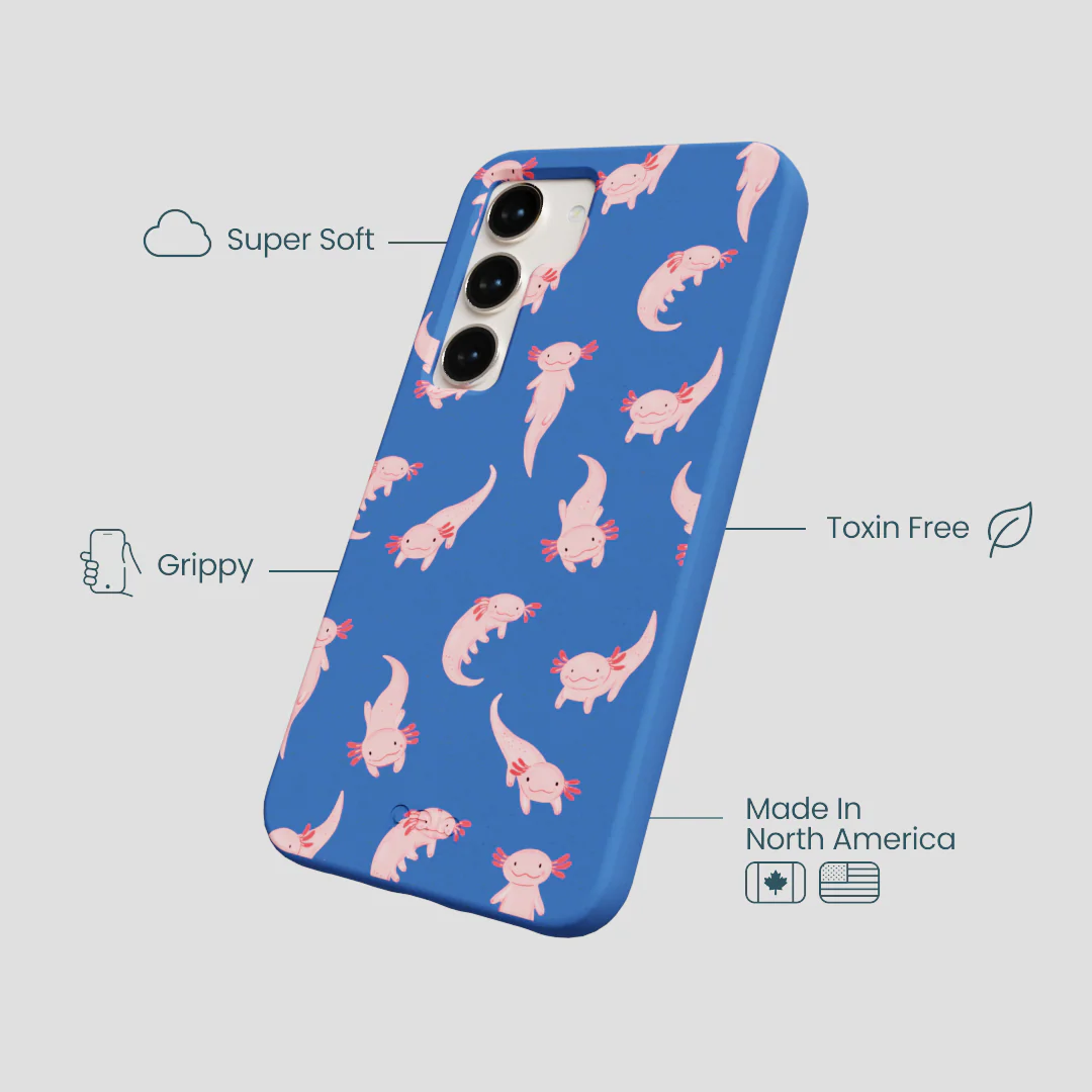 Electric Blue Axolotls Samsung Galaxy S24 Case - Image 4