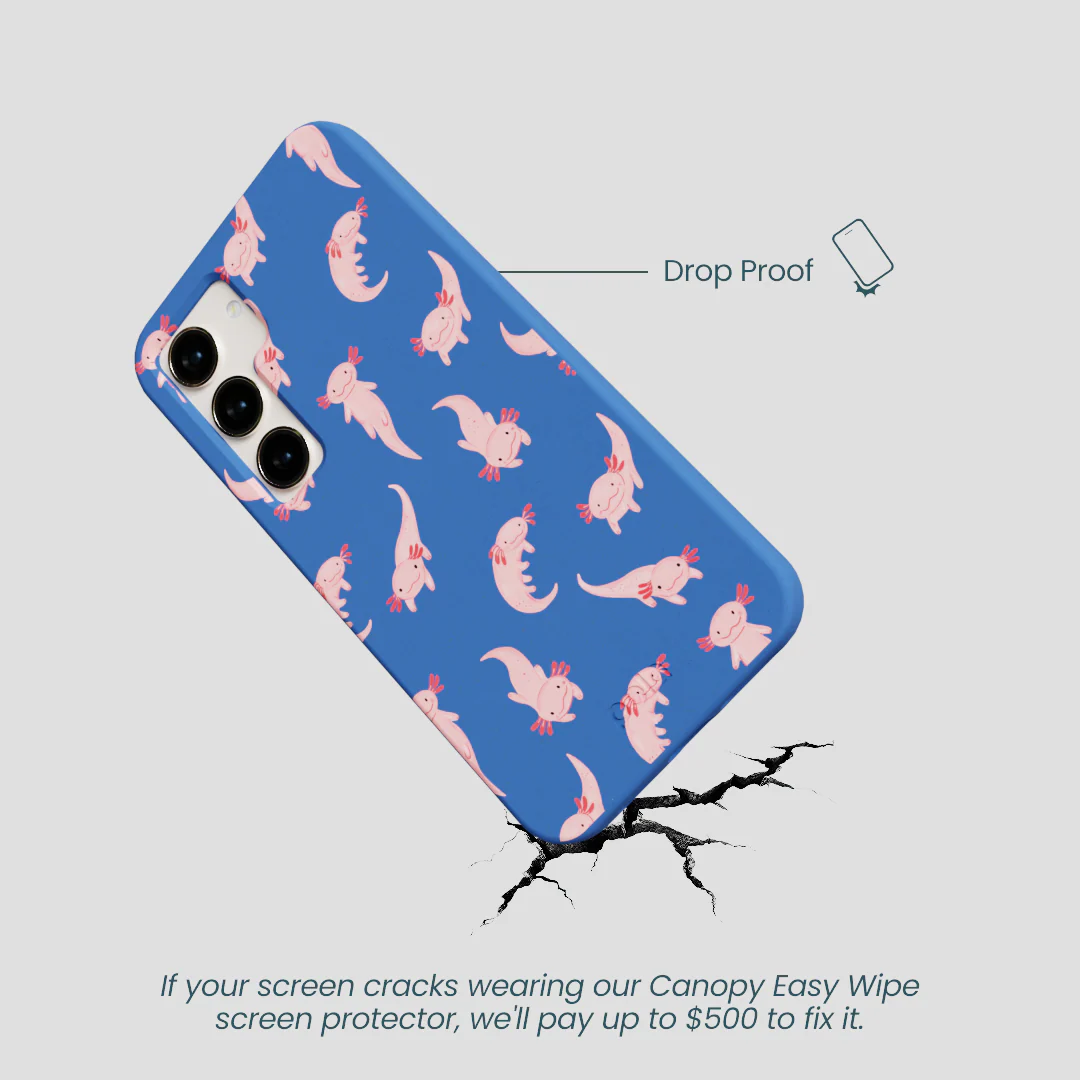 Electric Blue Axolotls Samsung Galaxy S24 Case - Image 5