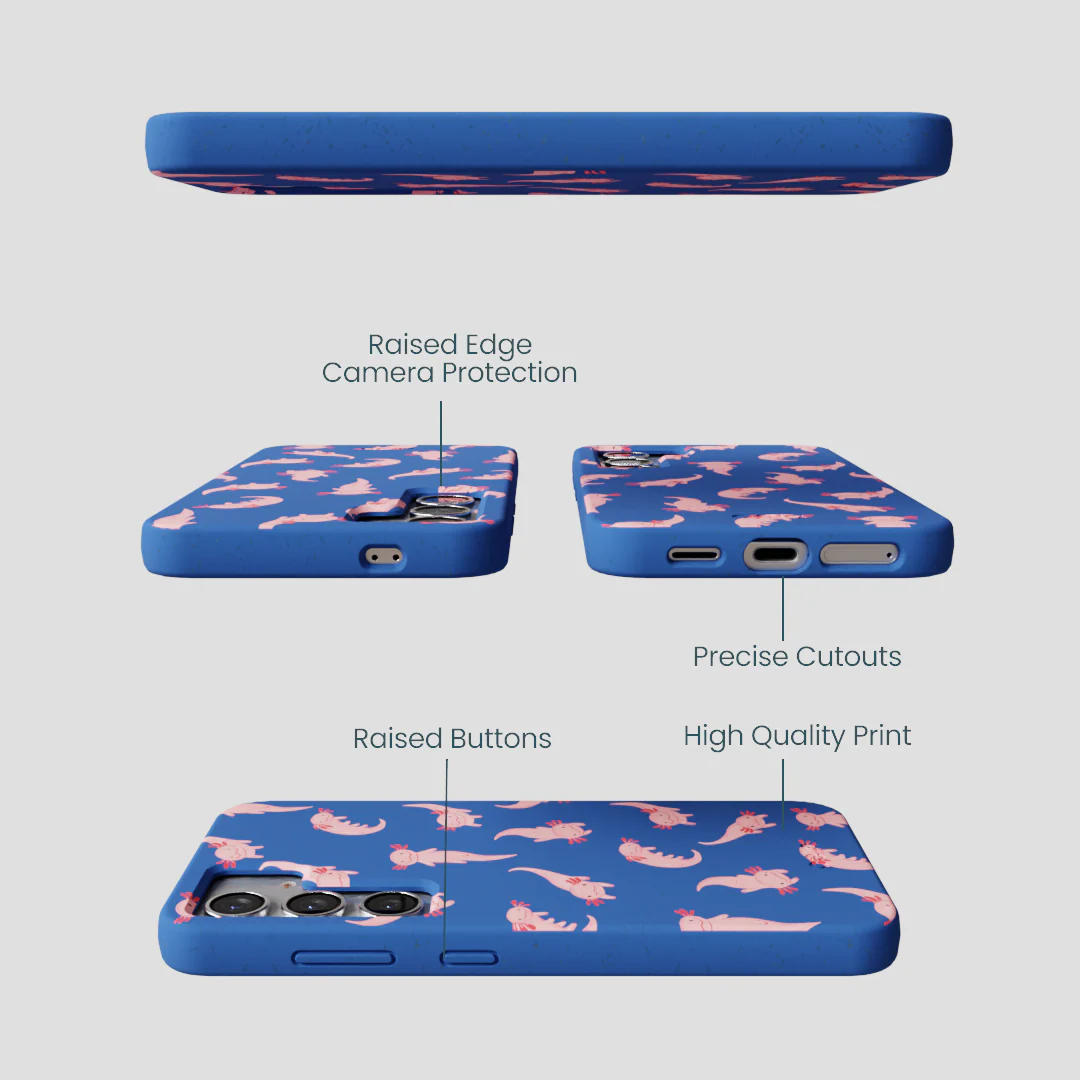 Electric Blue Axolotls Samsung Galaxy S25 Case - Image 3