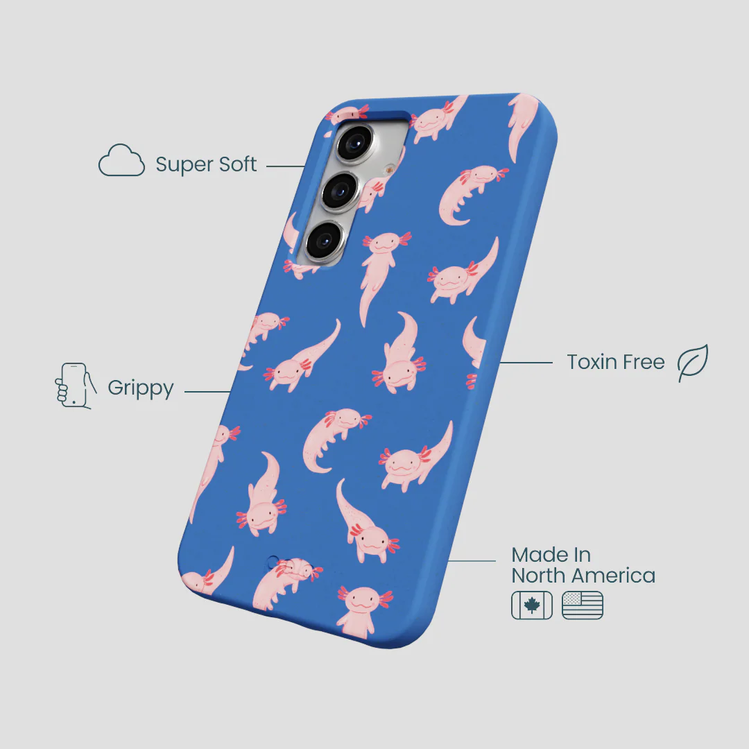 Electric Blue Axolotls Samsung Galaxy S25 Case - Image 4