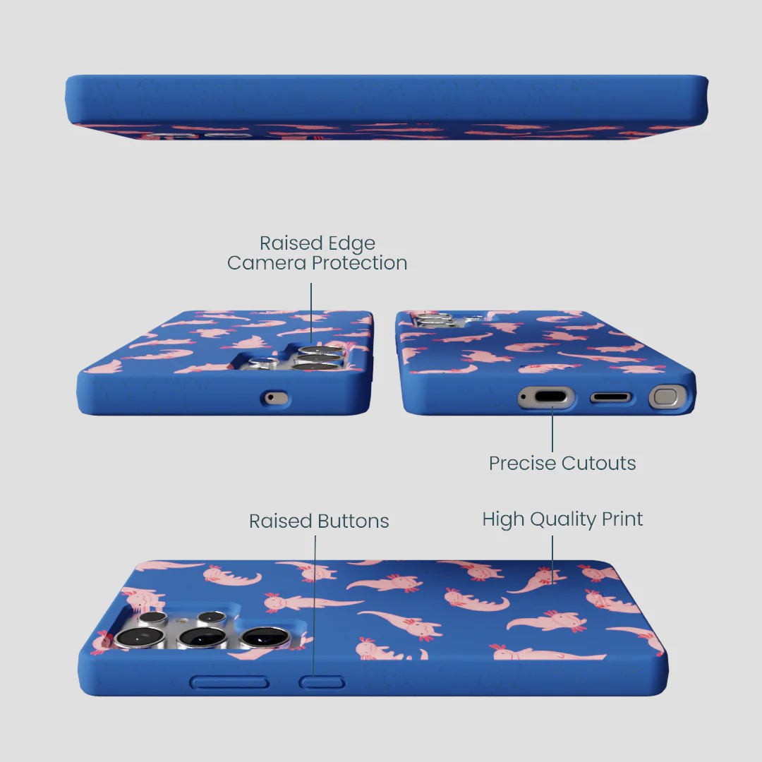 Electric Blue Axolotls Samsung Galaxy S25 Ultra Case - Image 3