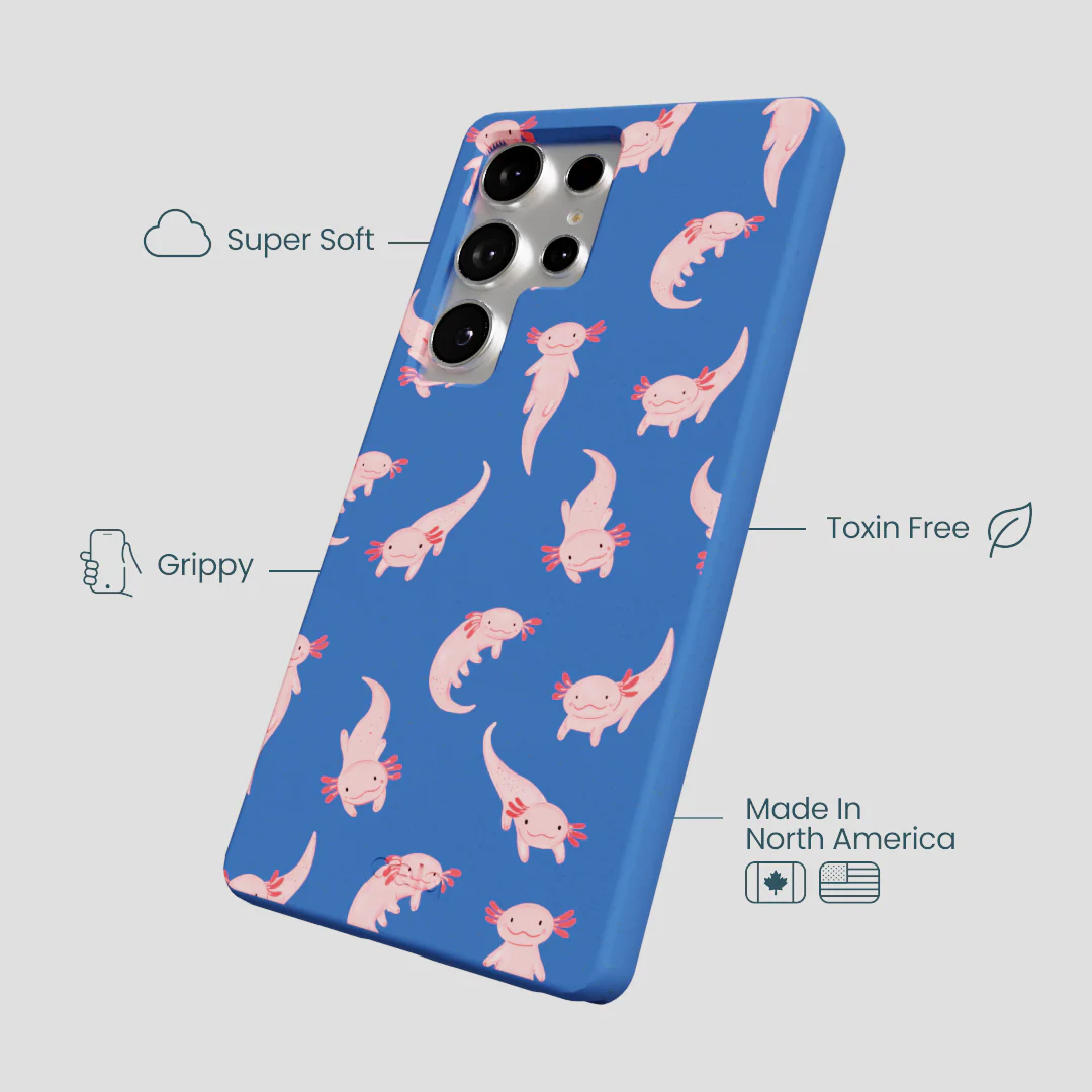 Electric Blue Axolotls Samsung Galaxy S25 Ultra Case - Image 4