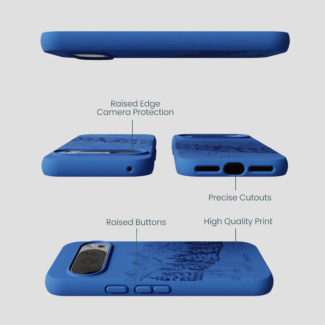 Electric Blue Backcountry Ski Google Pixel 10/10 Pro Case - Image 3