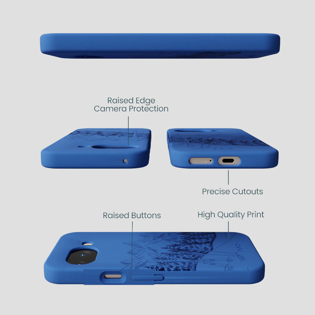 Electric Blue Backcountry Ski Google Pixel 9a Case - Image 2