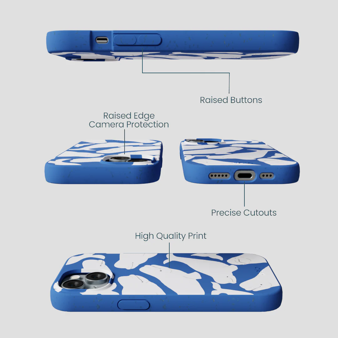 Electric Blue Belugas iPhone 15 Case - Image 3