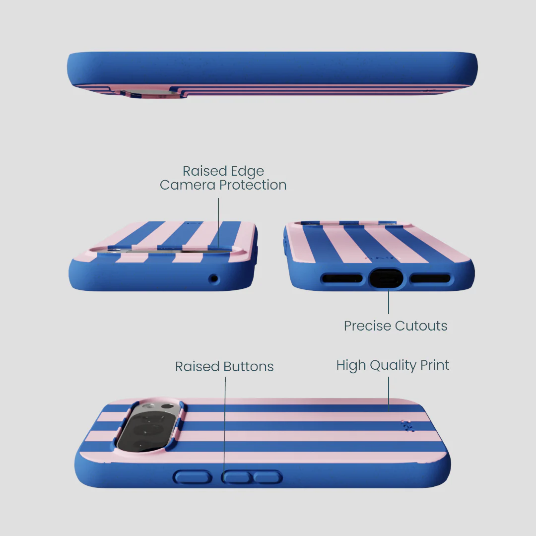 Electric Blue Big Pop Pink Stripes Google Pixel 10/10 Pro Case - Image 3