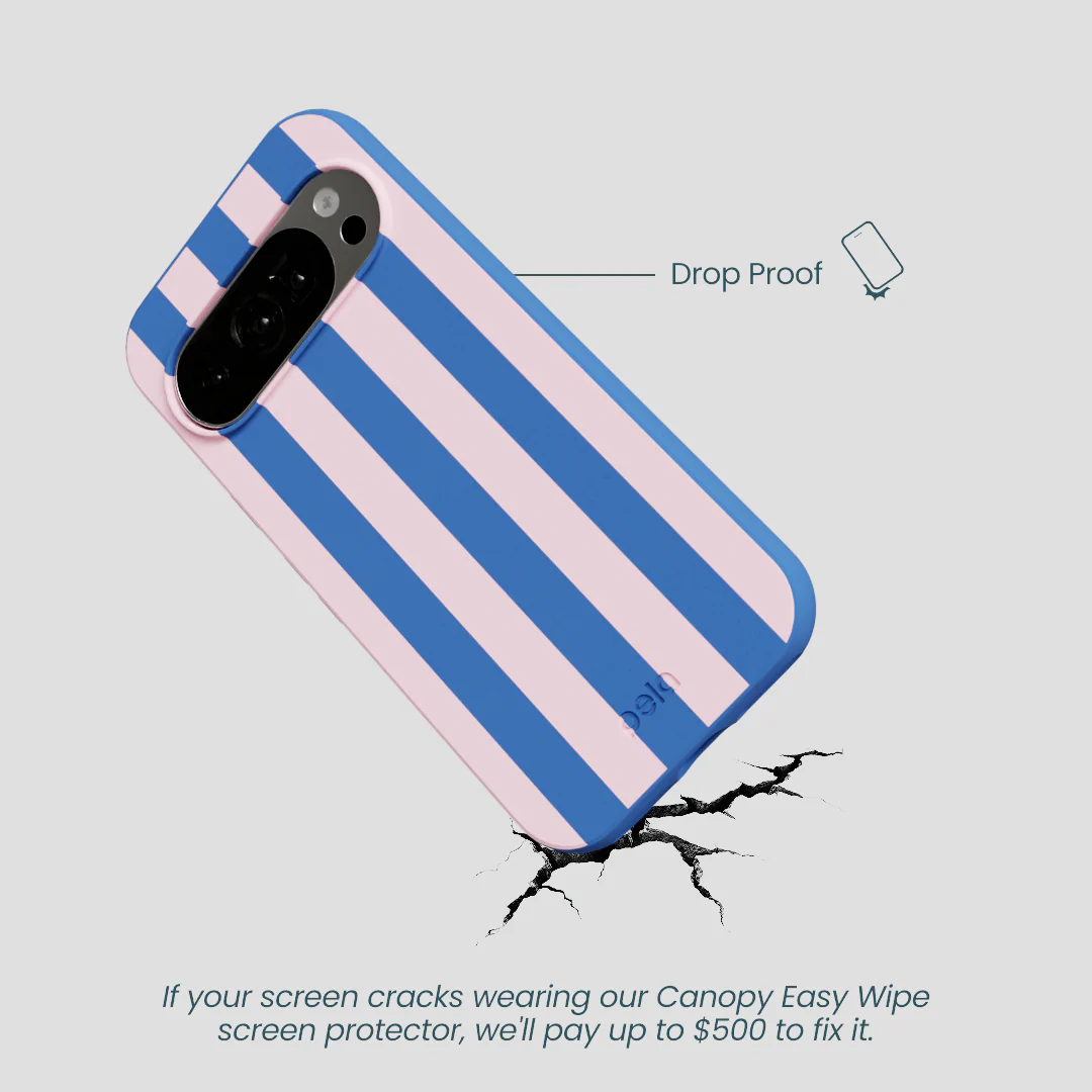Electric Blue Big Pop Pink Stripes Google Pixel 10/10 Pro Case - Image 5