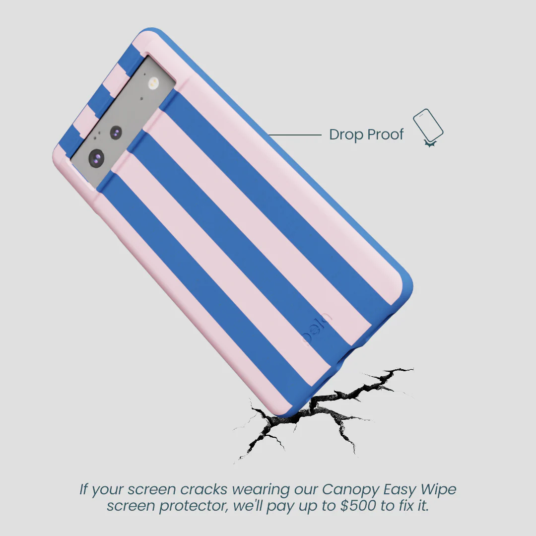 Electric Blue Big Pop Pink Stripes Google Pixel 6a Case - Image 5
