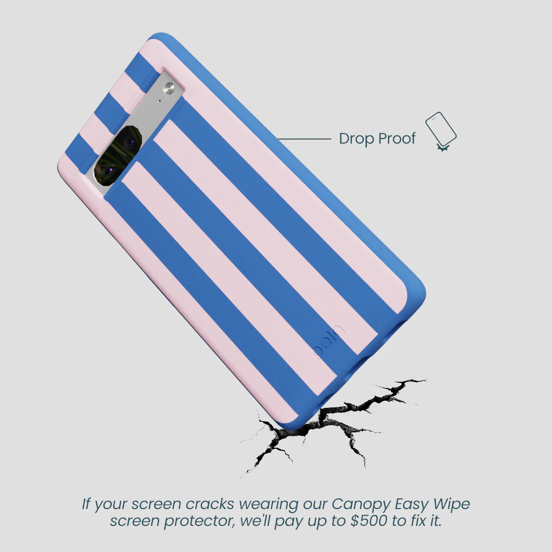 Electric Blue Big Pop Pink Stripes Google Pixel 7 Case - Image 5