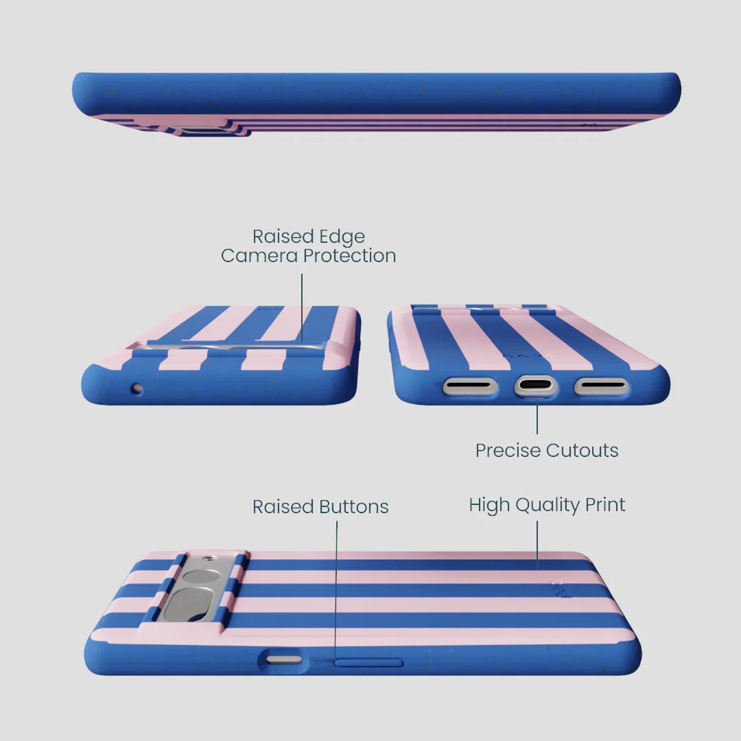 Electric Blue Big Pop Pink Stripes Google Pixel 7 Pro Case - Image 3