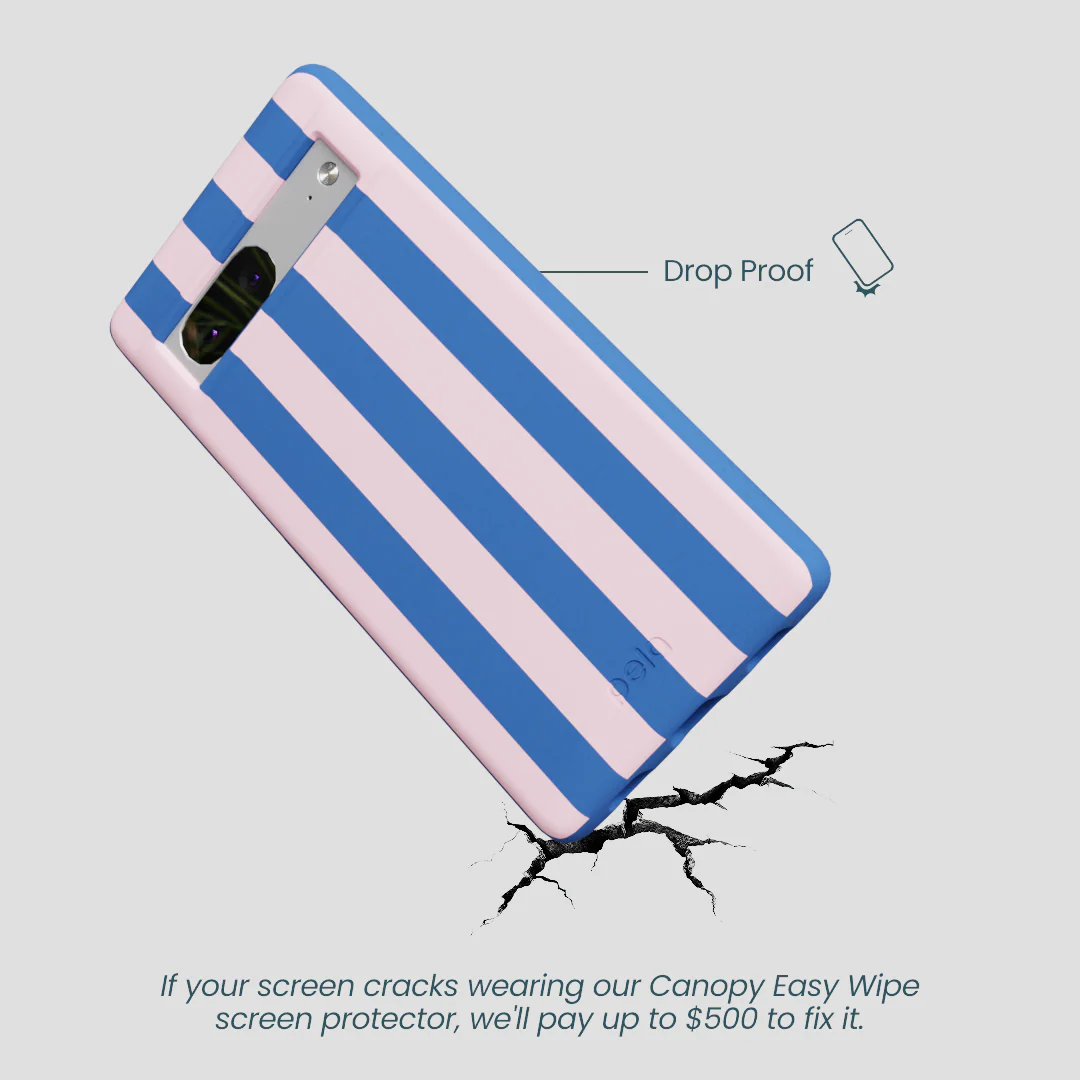 Electric Blue Big Pop Pink Stripes Google Pixel 7a Case - Image 5