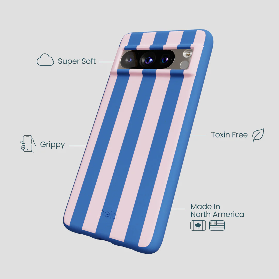 Electric Blue Big Pop Pink Stripes Google Pixel 8 Pro Case - Image 4