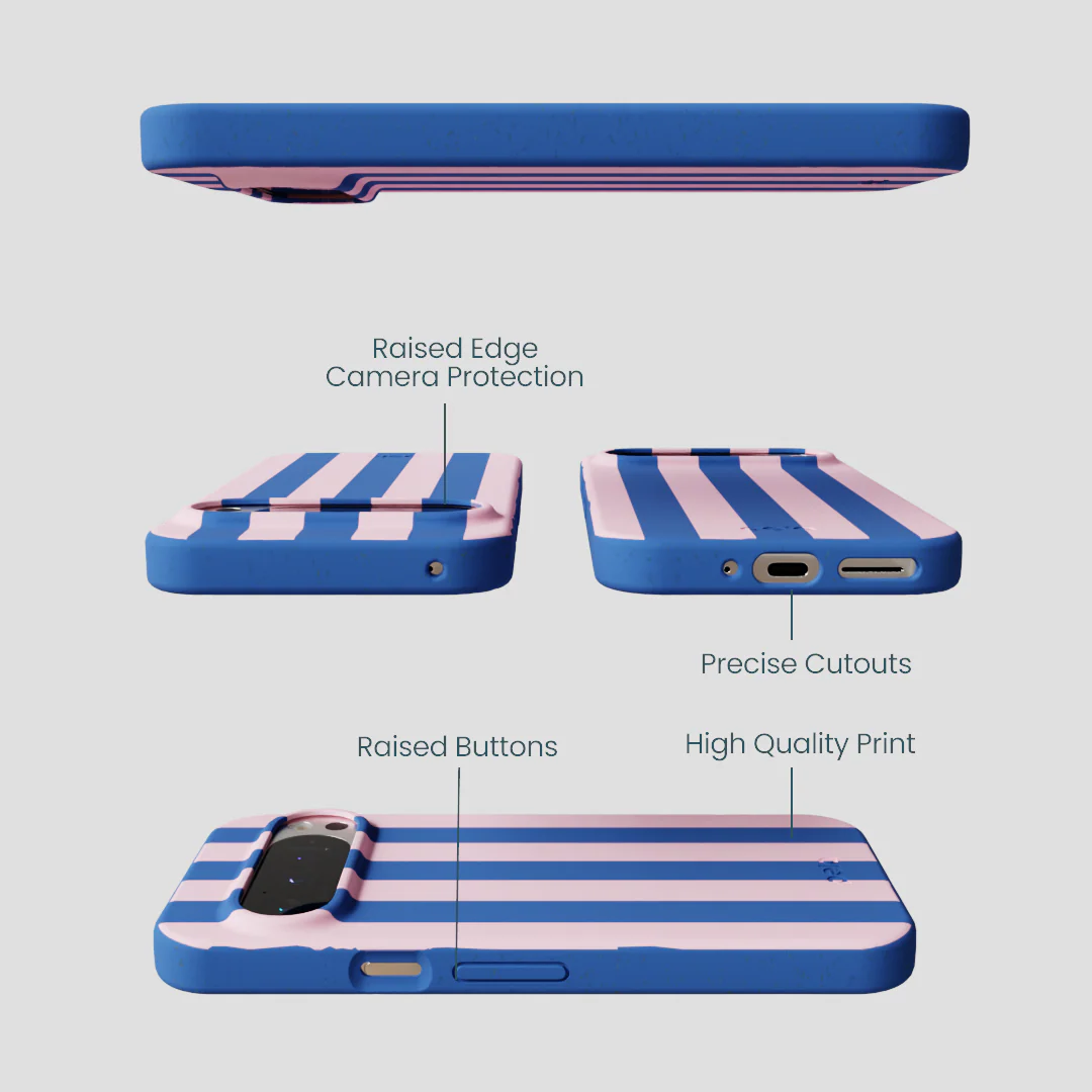 Electric Blue Big Pop Pink Stripes Google Pixel 9/9 Pro Case - Image 3