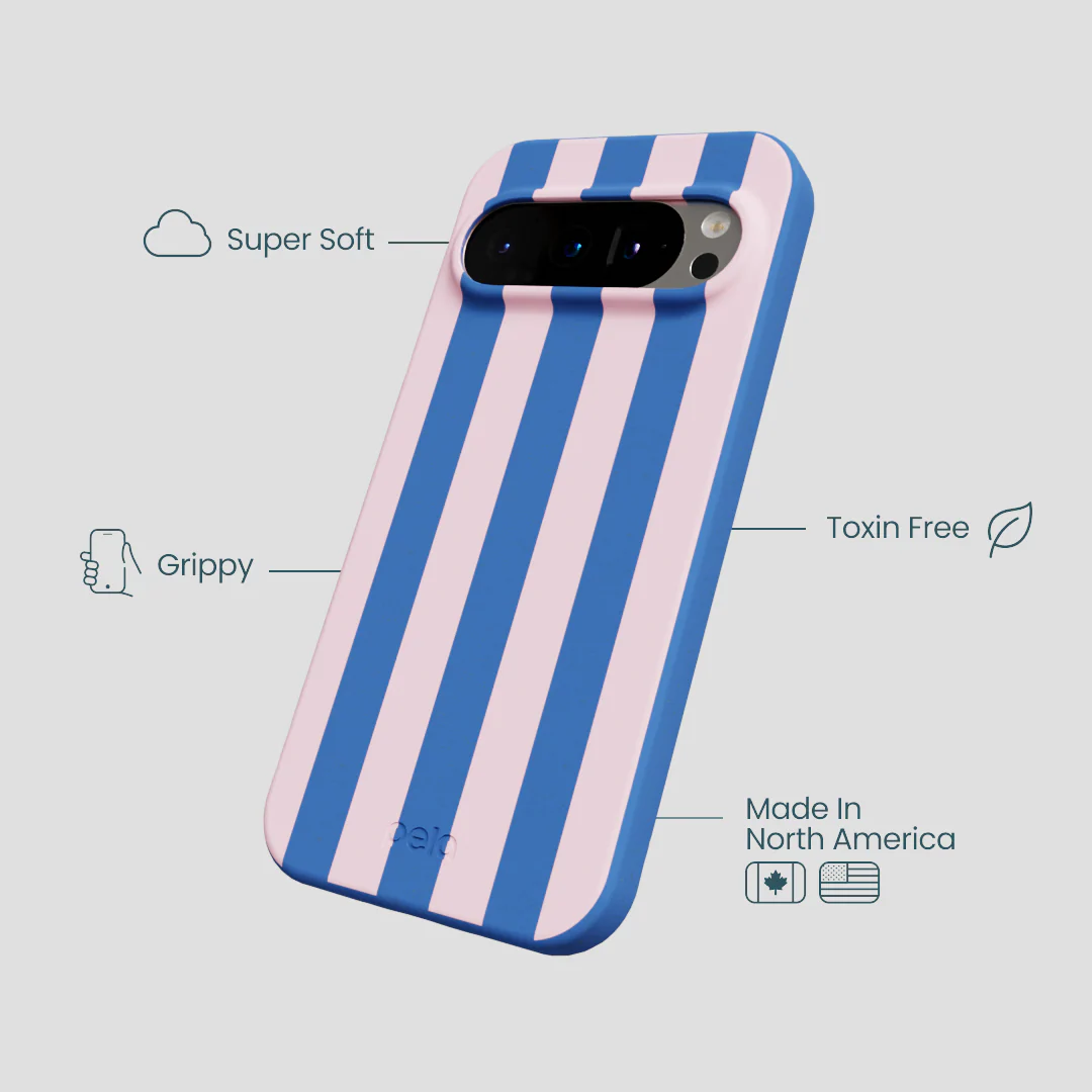 Electric Blue Big Pop Pink Stripes Google Pixel 9/9 Pro Case - Image 4