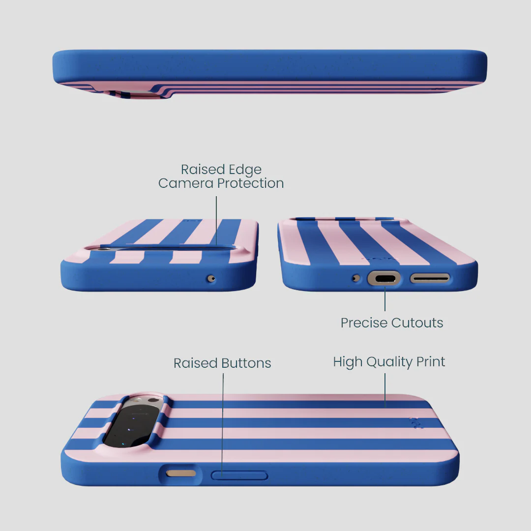 Electric Blue Big Pop Pink Stripes Google Pixel 9 Pro XL Case - Image 3