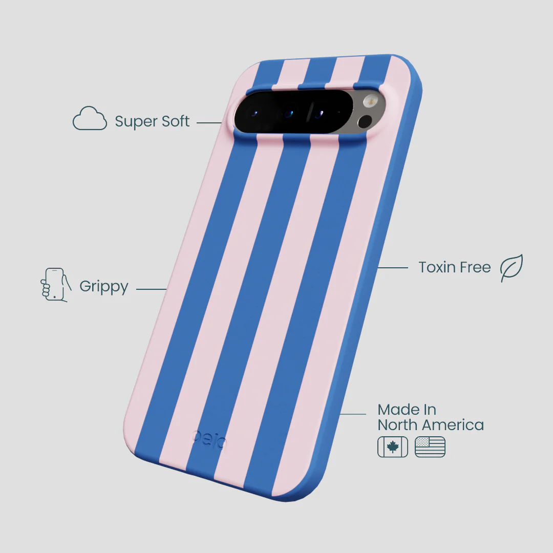 Electric Blue Big Pop Pink Stripes Google Pixel 9 Pro XL Case - Image 4
