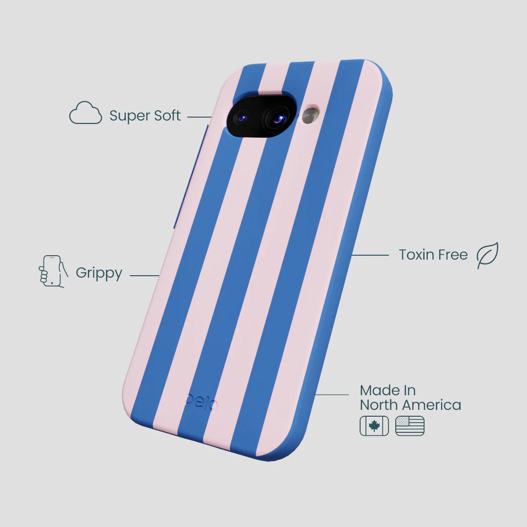 Electric Blue Big Pop Pink Stripes Google Pixel 9a Case - Image 4