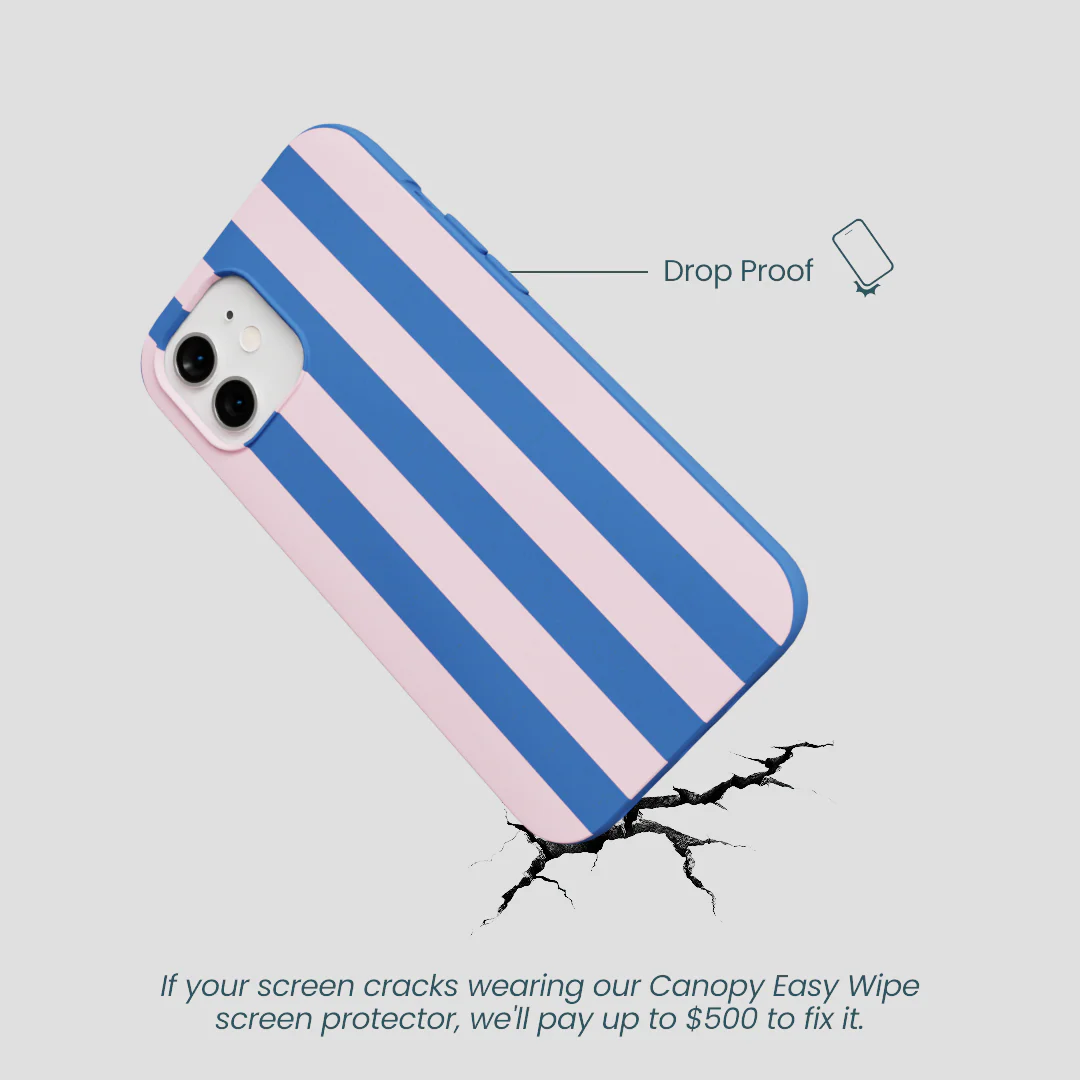 Electric Blue Big Pop Pink Stripes iPhone 12/ iPhone 12 Pro Case - Image 5