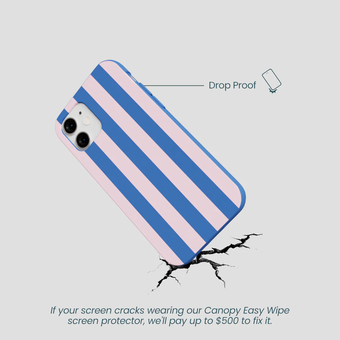 Electric Blue Big Pop Pink Stripes iPhone 12 Mini Case - Image 5