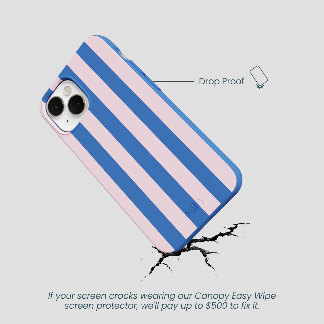 Electric Blue Big Pop Pink Stripes iPhone 13 Case - Image 5