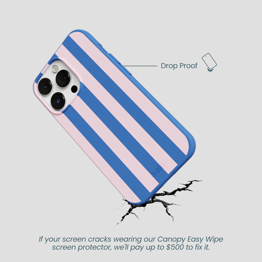 Electric Blue Big Pop Pink Stripes iPhone 13 Pro Case - Image 5