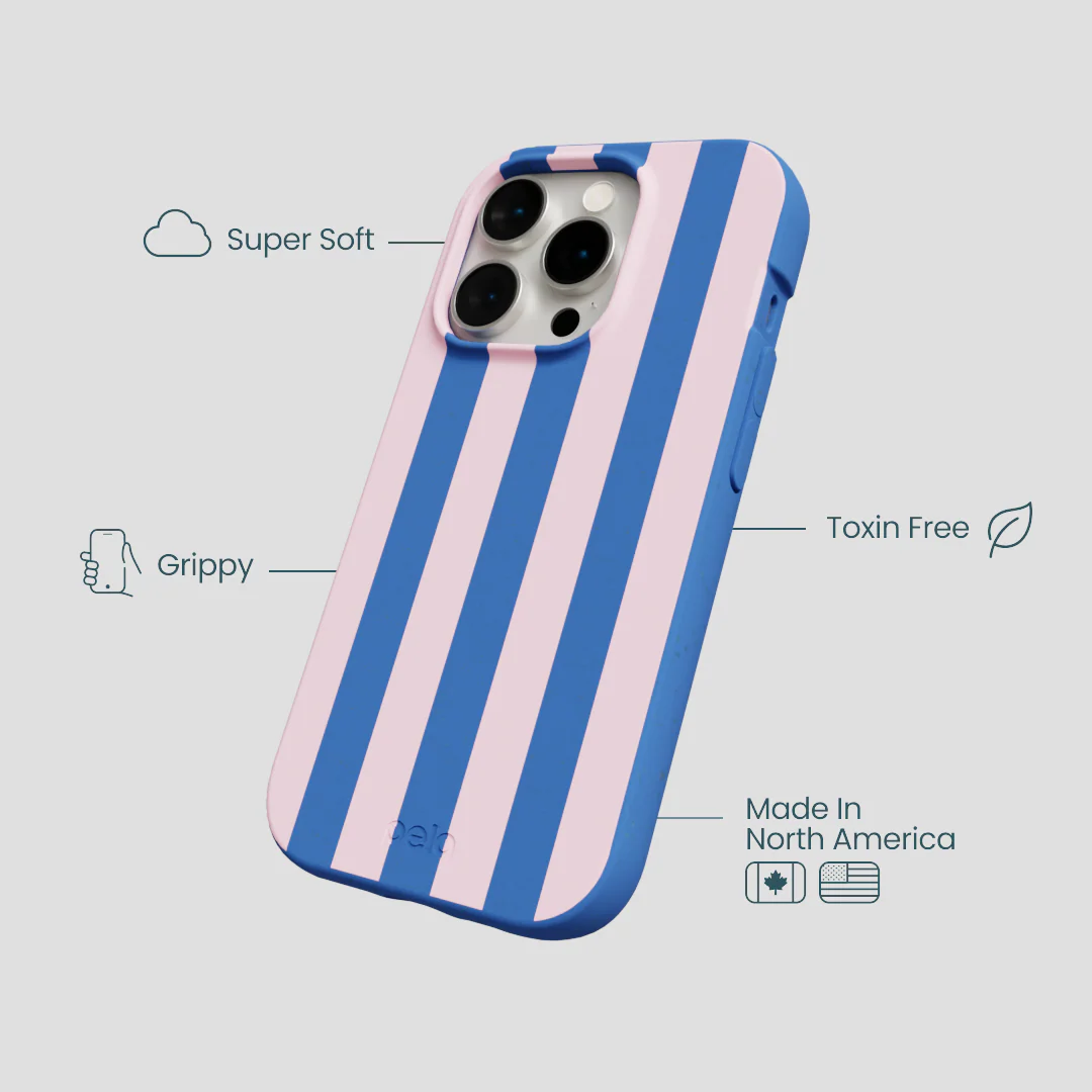 Electric Blue Big Pop Pink Stripes iPhone 15 Pro Case - Image 4