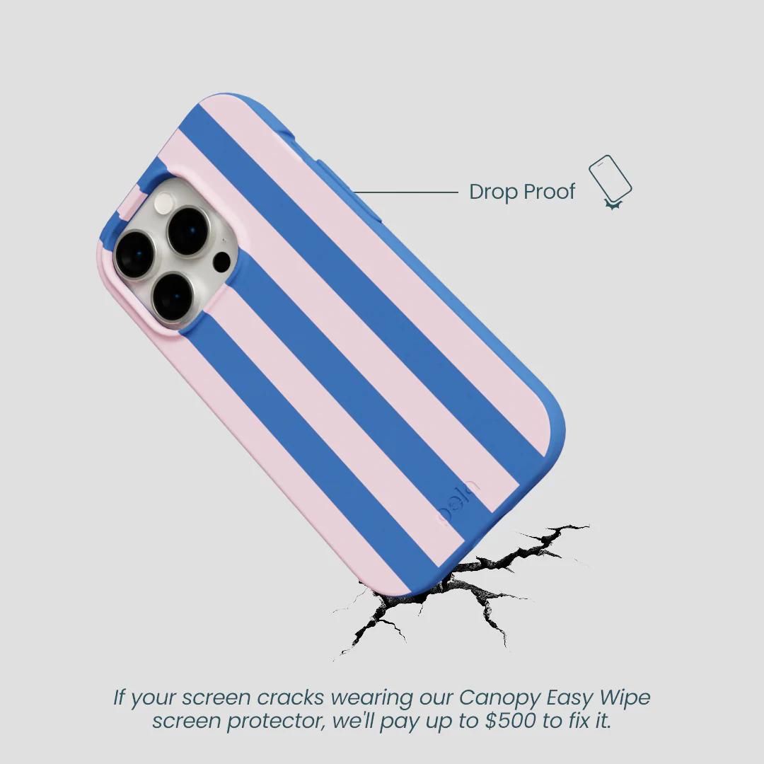 Electric Blue Big Pop Pink Stripes iPhone 15 Pro Case - Image 5