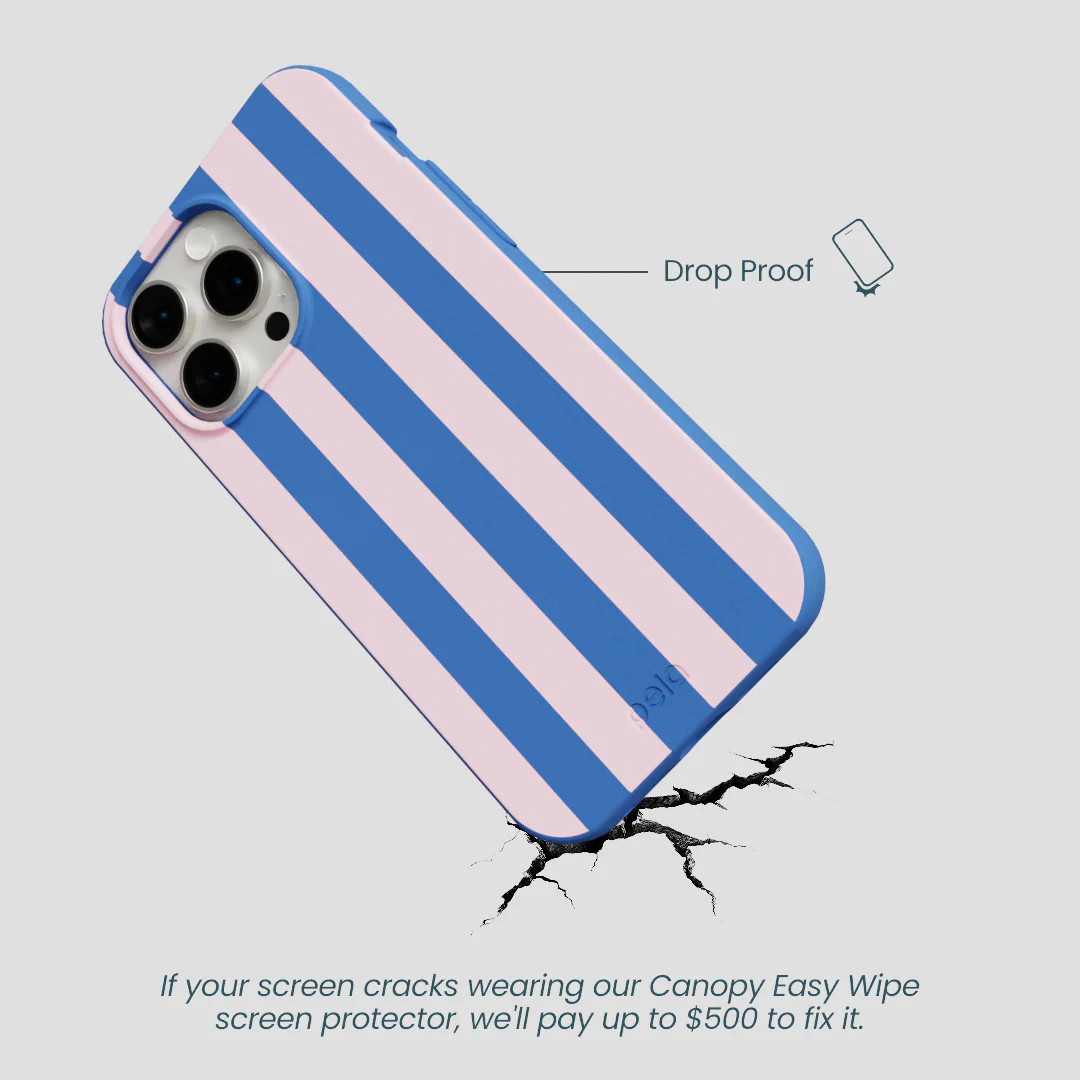 Electric Blue Big Pop Pink Stripes iPhone 15 Pro Max Case - Image 5