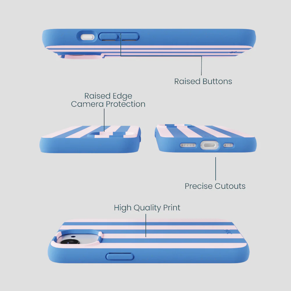 Electric Blue Big Pop Pink Stripes iPhone 16e/17e Case - Image 3