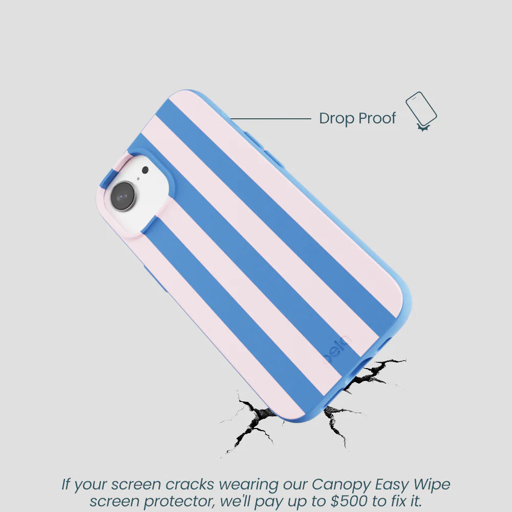 Electric Blue Big Pop Pink Stripes iPhone 16e/17e Case - Image 5