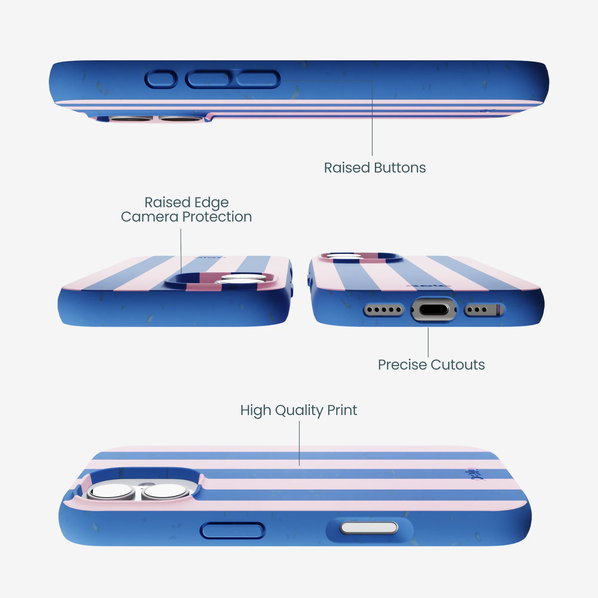 Electric Blue Big Pop Pink Stripes iPhone 17 Case - Image 3