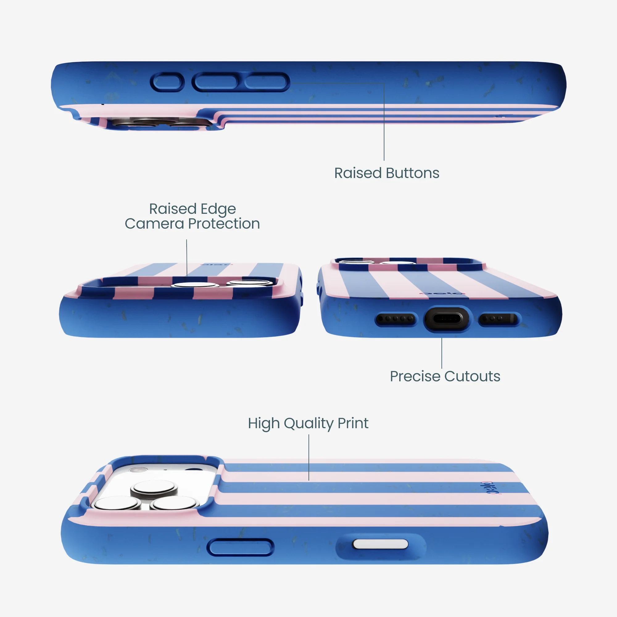 Electric Blue Big Pop Pink Stripes iPhone 17 Pro Case - Image 3