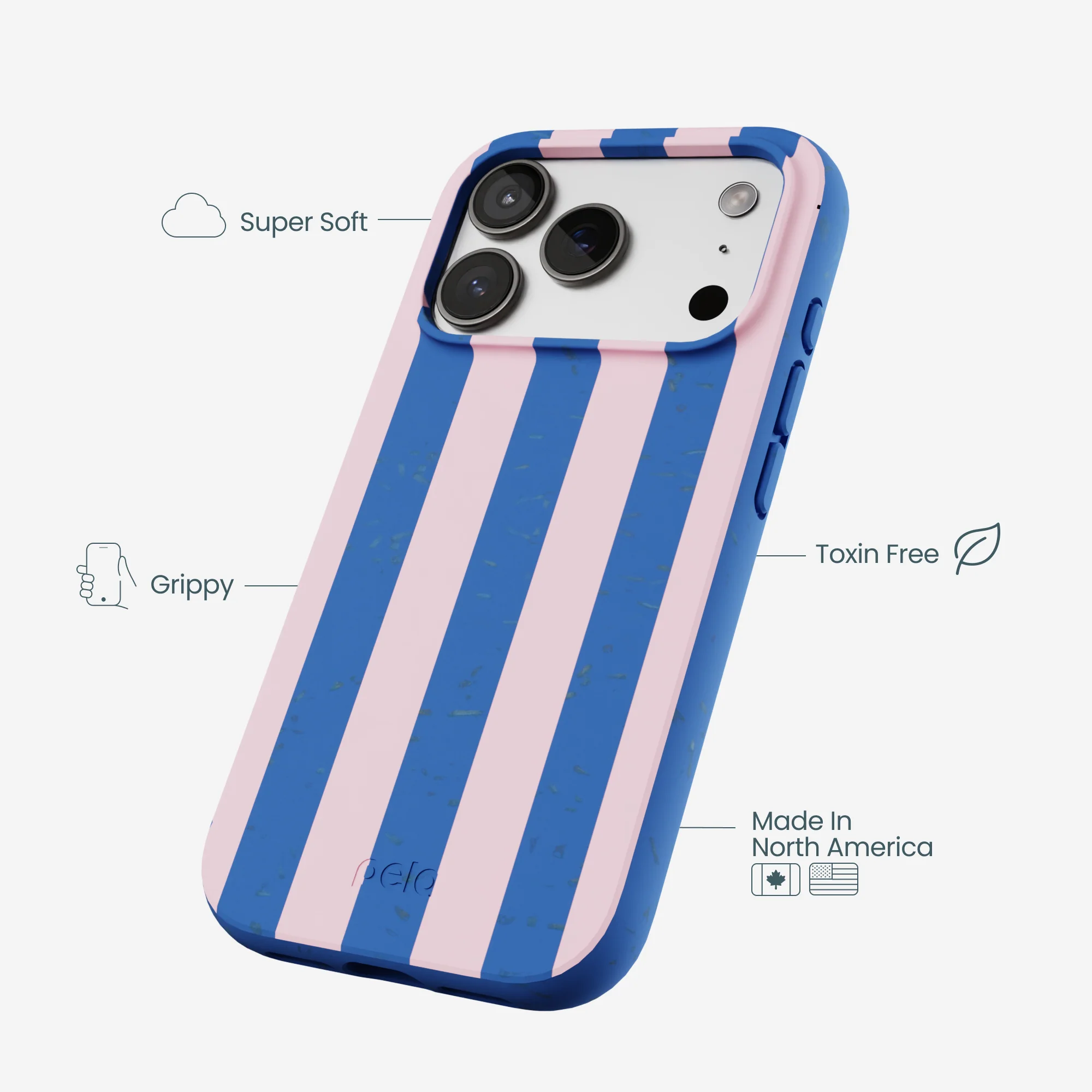 Electric Blue Big Pop Pink Stripes iPhone 17 Pro Case - Image 4
