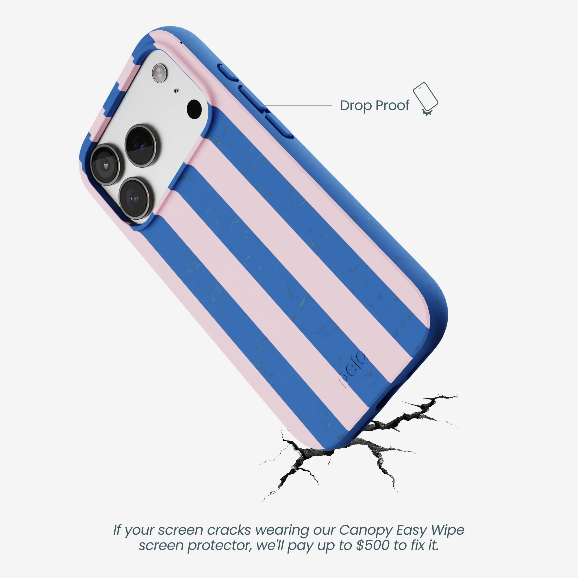 Electric Blue Big Pop Pink Stripes iPhone 17 Pro Case - Image 5