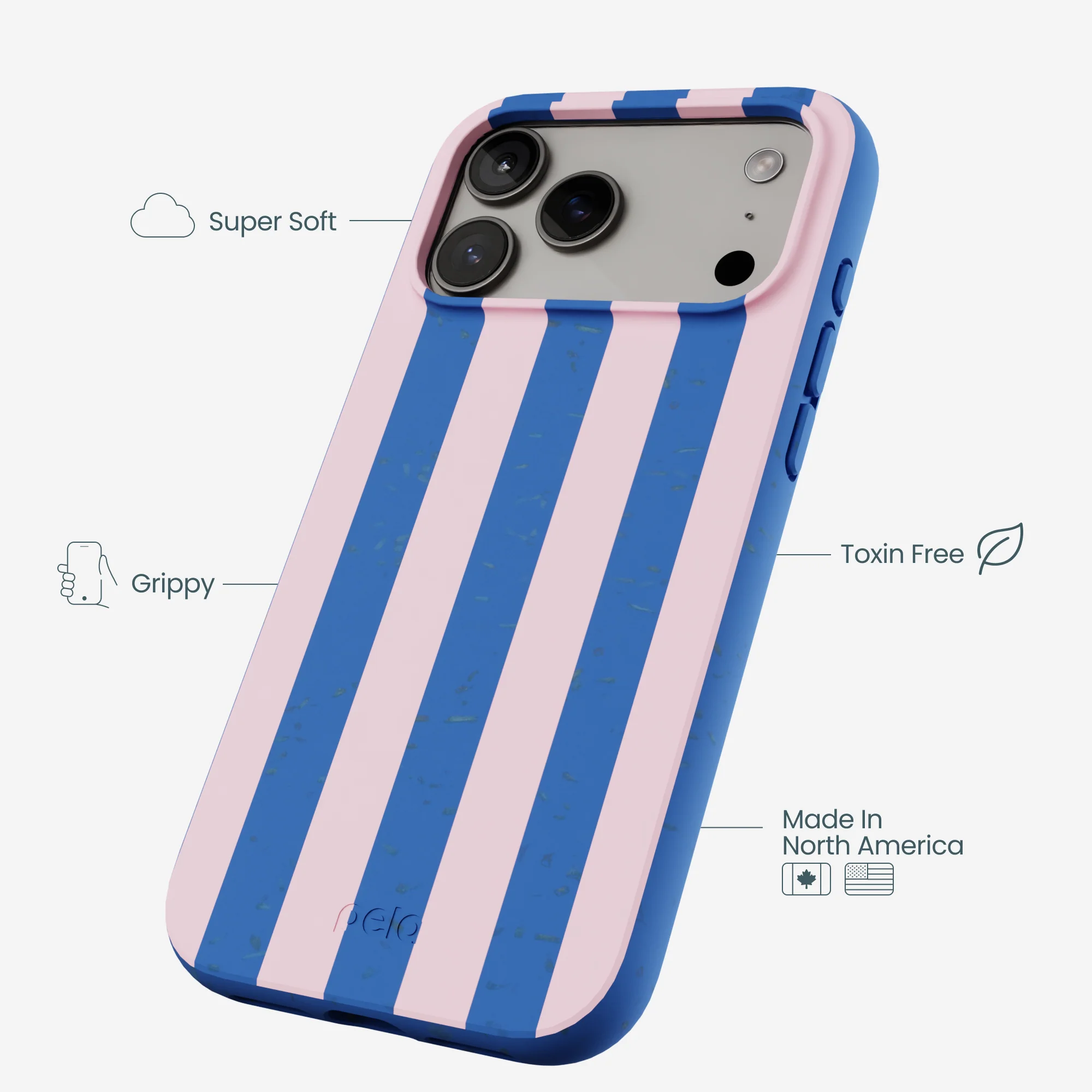 Electric Blue Big Pop Pink Stripes iPhone 17 Pro Max Case - Image 4