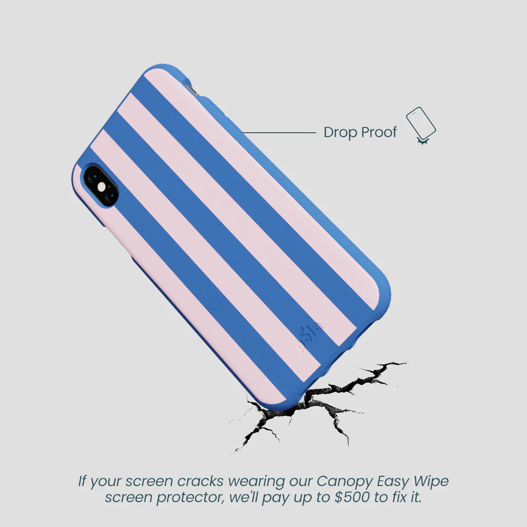 Electric Blue Big Pop Pink Stripes iPhone XR Case - Image 5