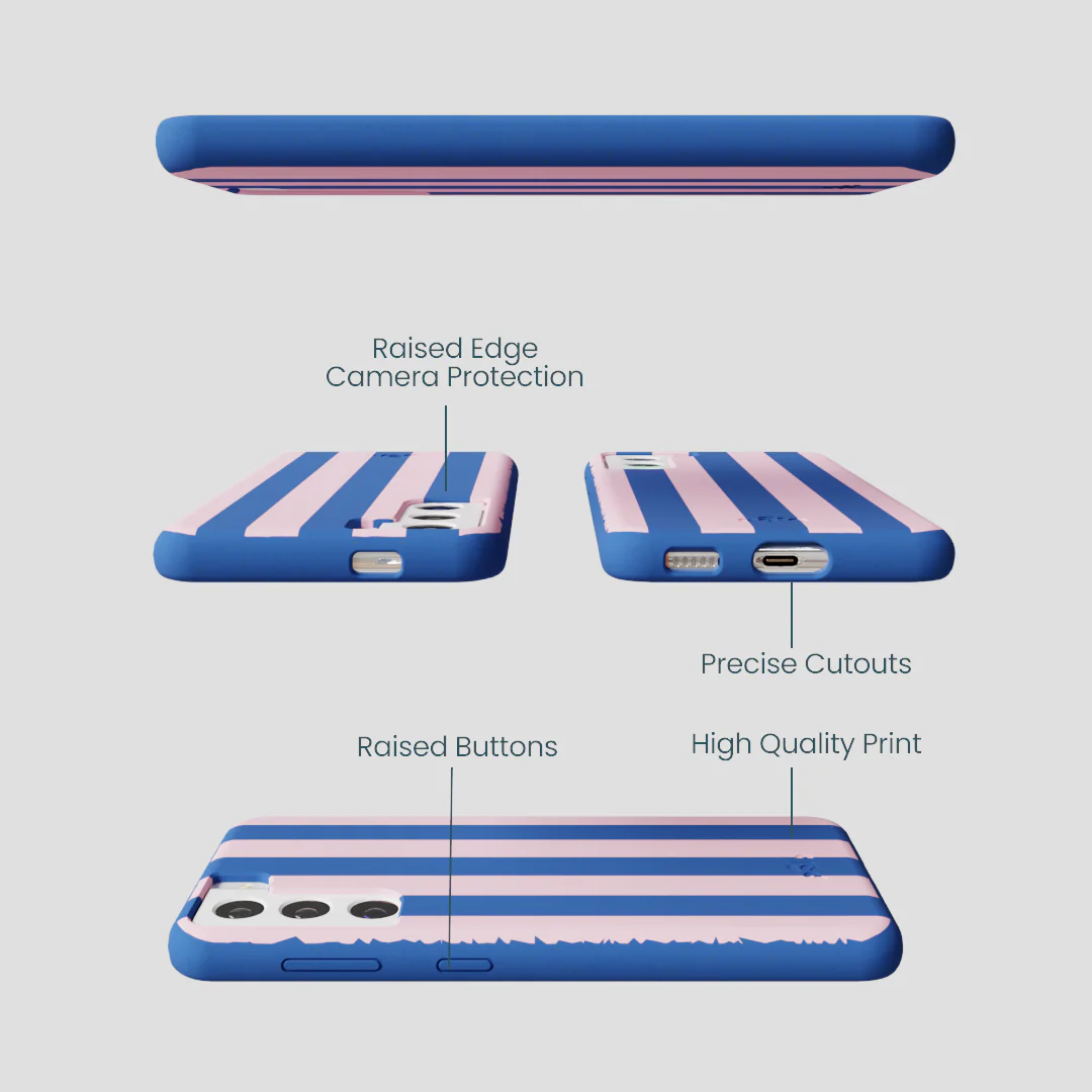 Electric Blue Big Pop Pink Stripes Samsung Galaxy S21 Case - Image 3