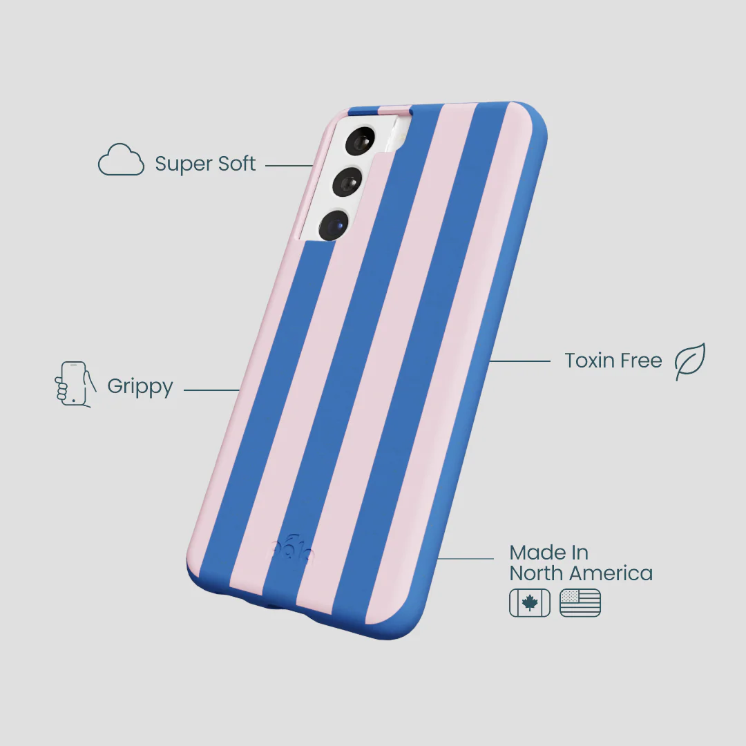Electric Blue Big Pop Pink Stripes Samsung Galaxy S21 Case - Image 4