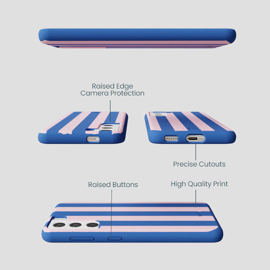 Electric Blue Big Pop Pink Stripes Samsung Galaxy S22 Case - Image 3