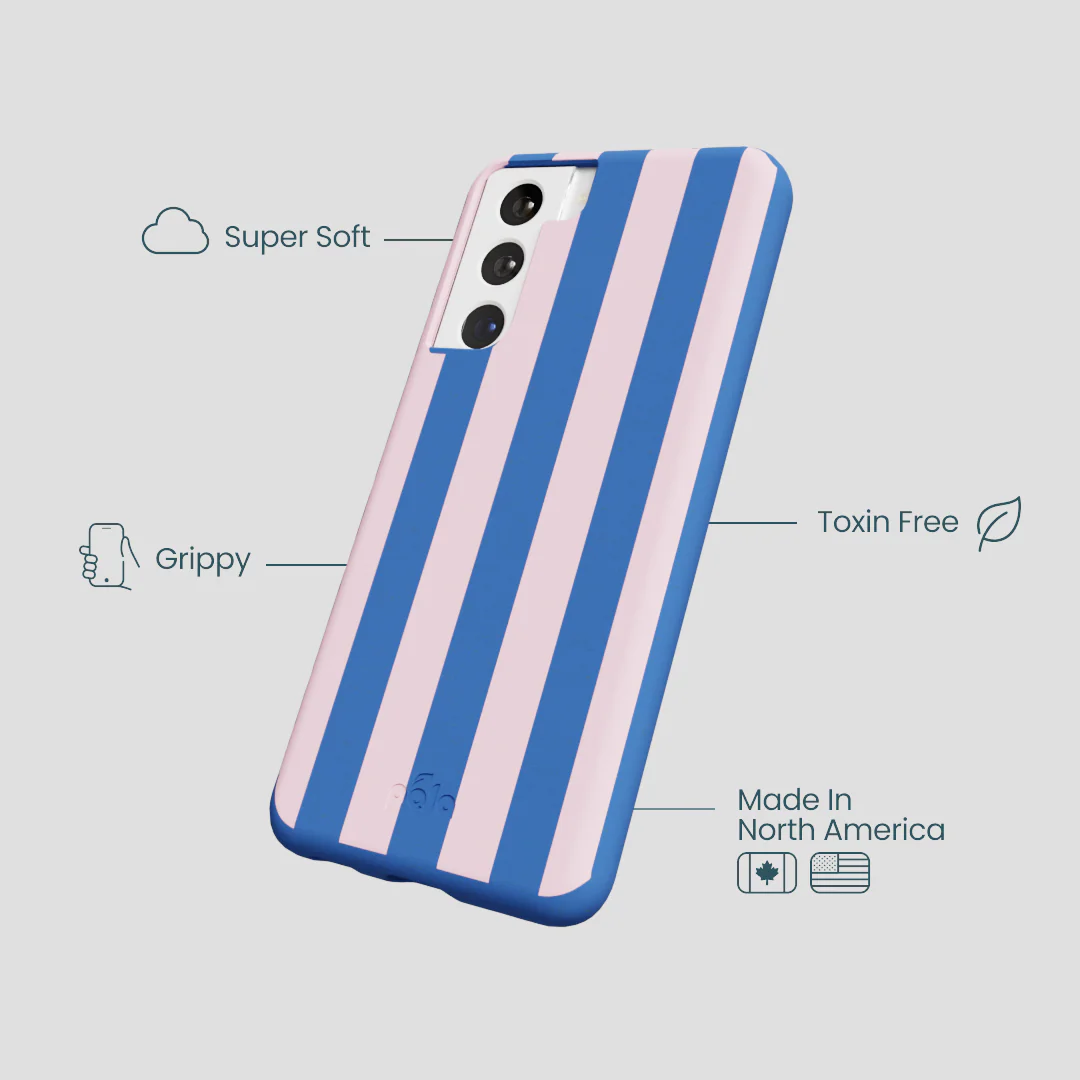 Electric Blue Big Pop Pink Stripes Samsung Galaxy S22 Case - Image 4