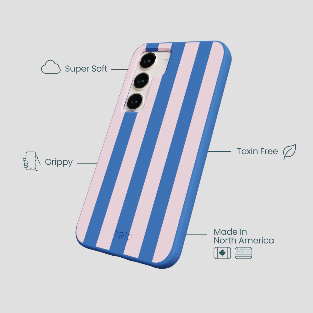 Electric Blue Big Pop Pink Stripes Samsung Galaxy S23 Case - Image 4
