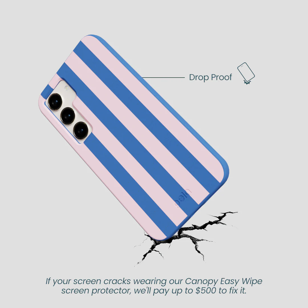 Electric Blue Big Pop Pink Stripes Samsung Galaxy S24 Case - Image 5